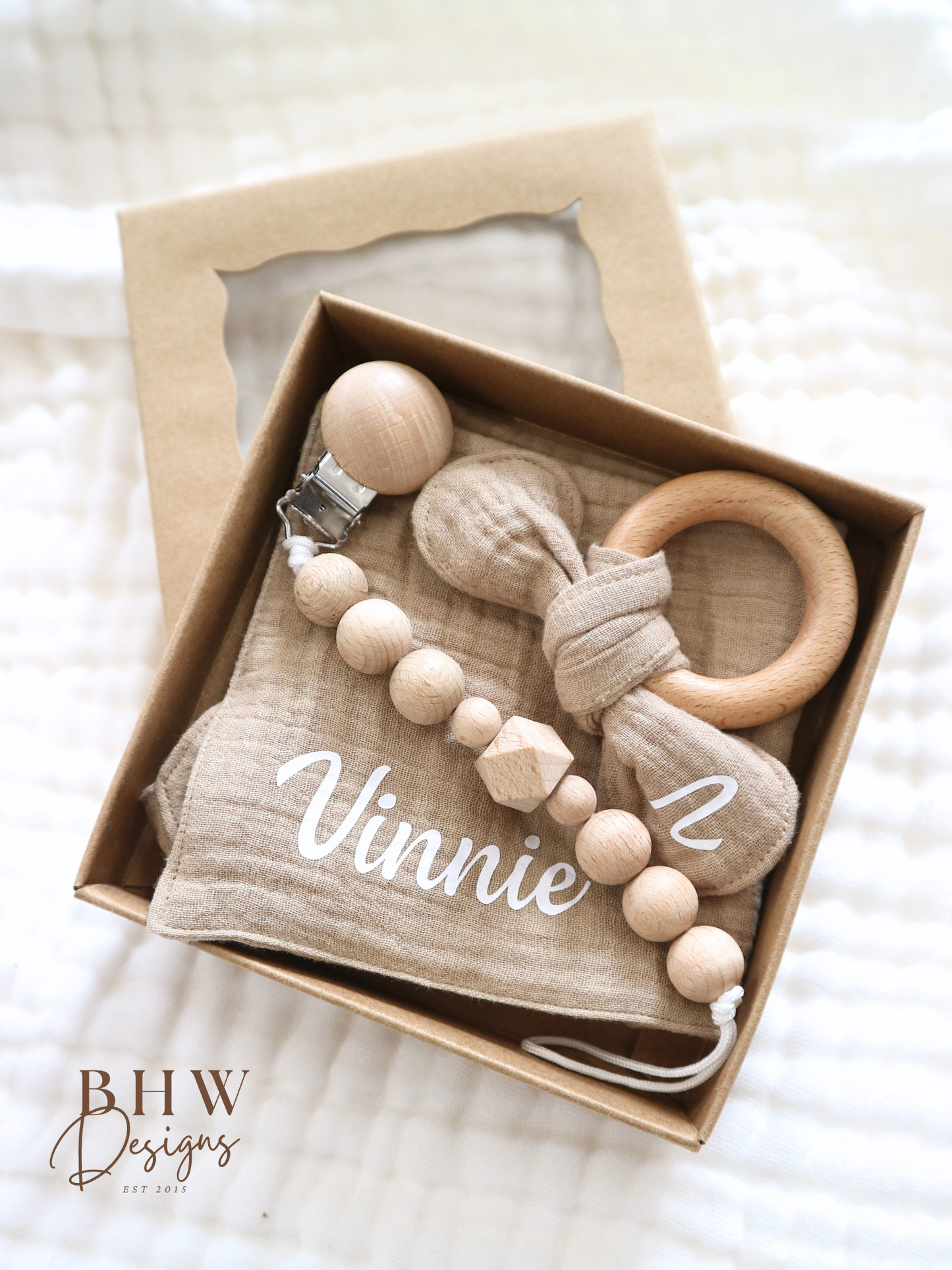 3 Piece Personalised Baby Set - Stone