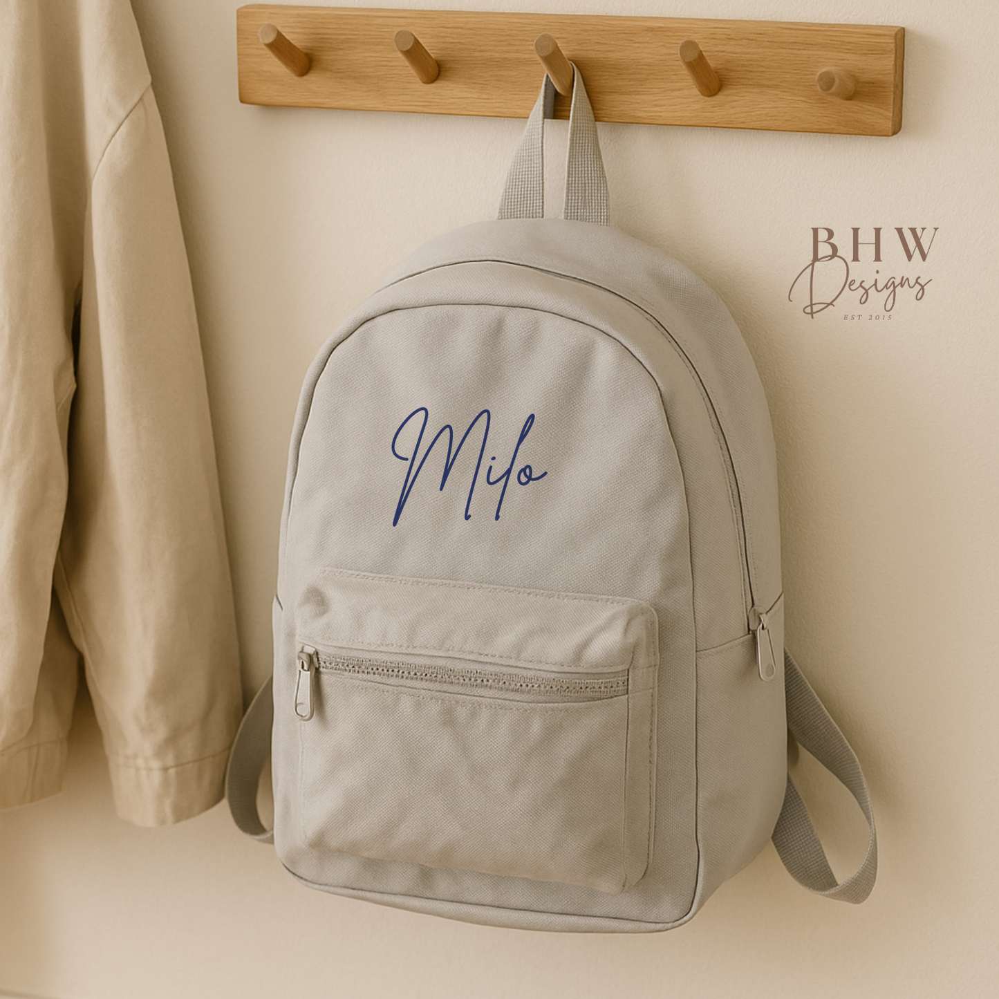 Personalised Kid's Mini Backpack - Light Grey
