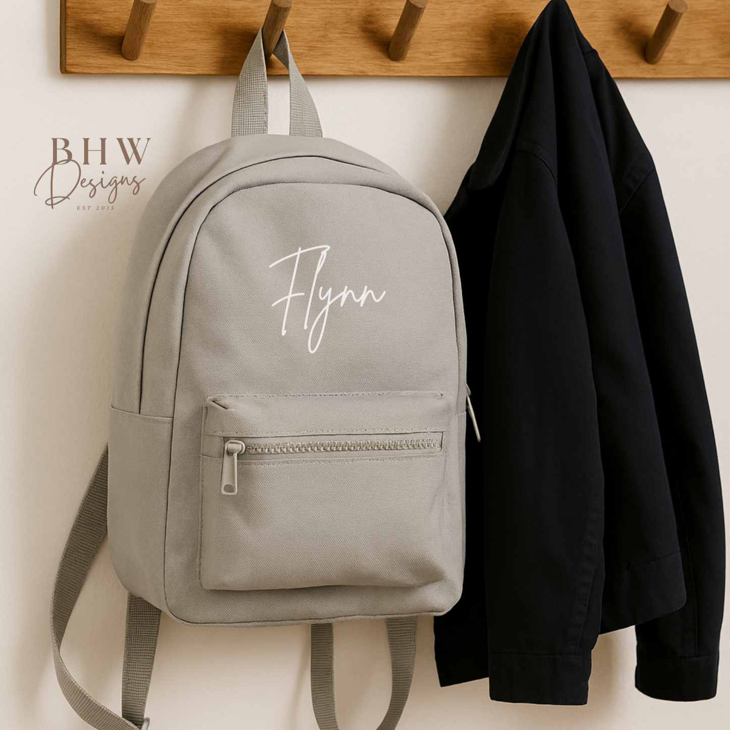 Personalised Kid's Mini Backpack - Light Grey
