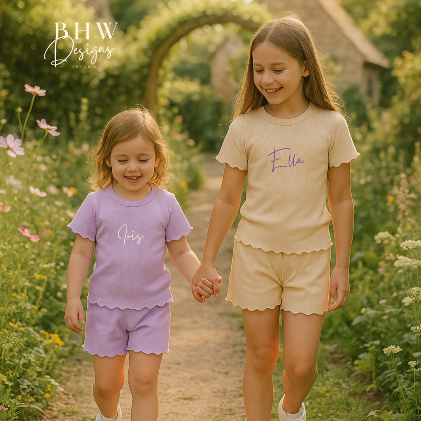 Girl's Ribbed T-shirt and Short Set - Nude
