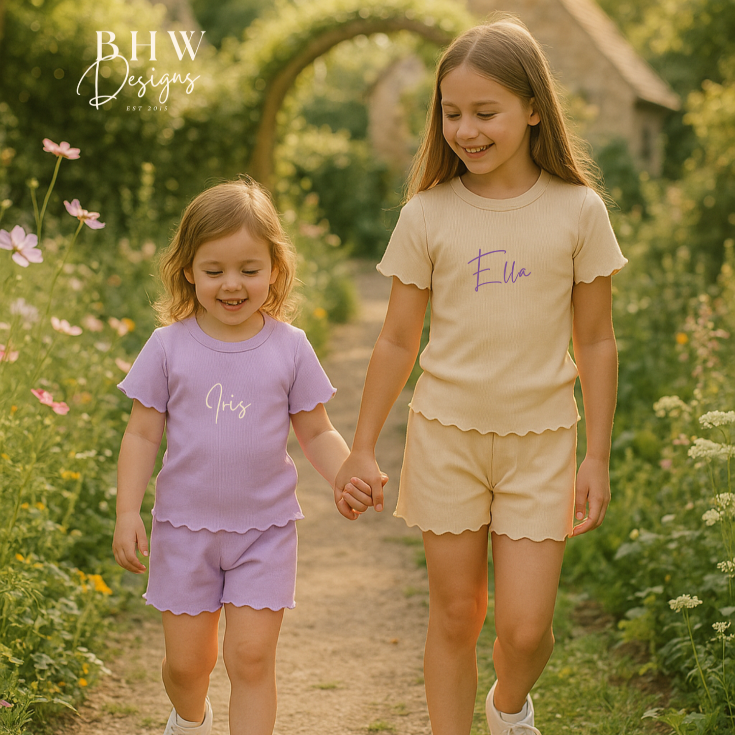 Girl's Ribbed T-shirt and Short Set - Lilac