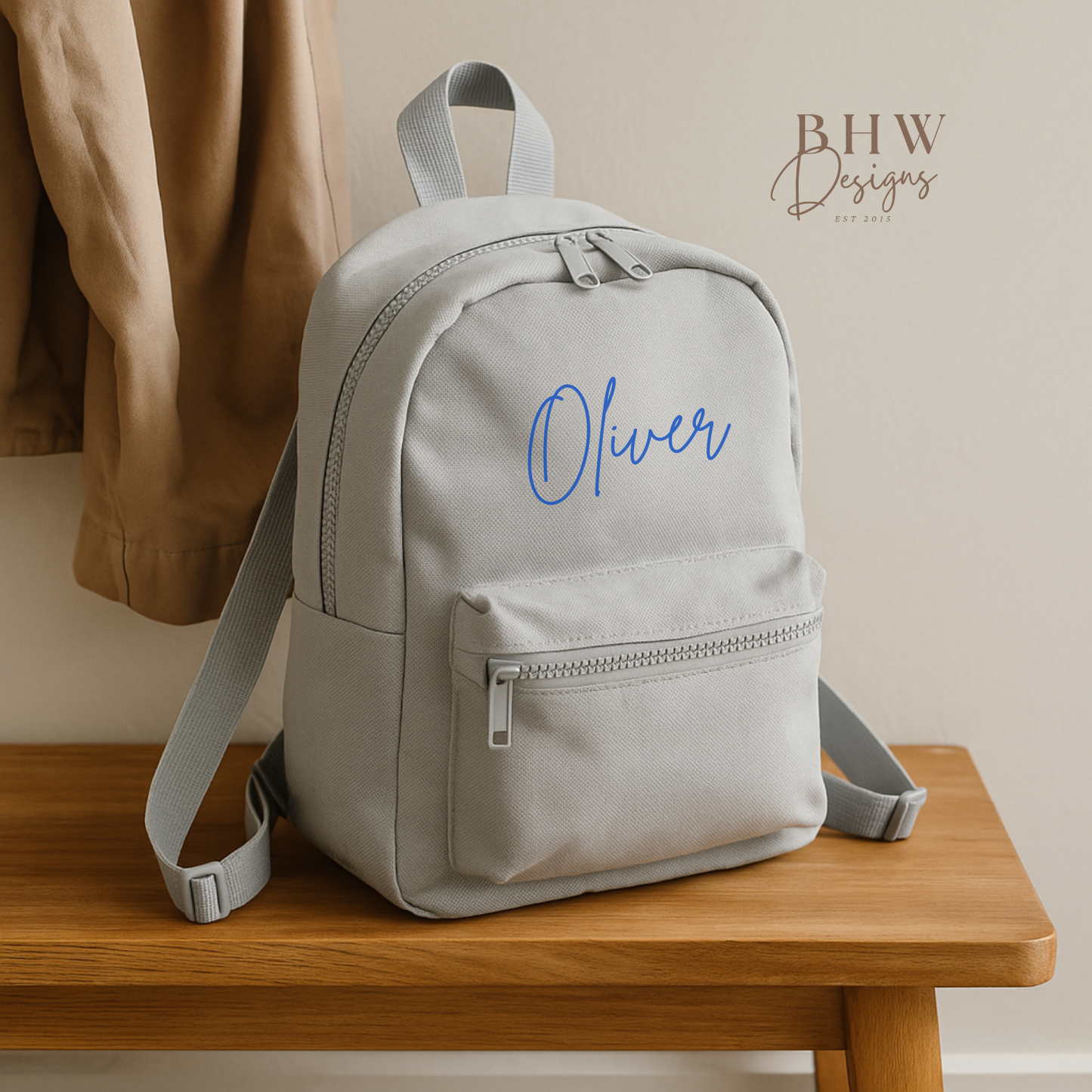 Personalised Kid's Mini Backpack - Light Grey
