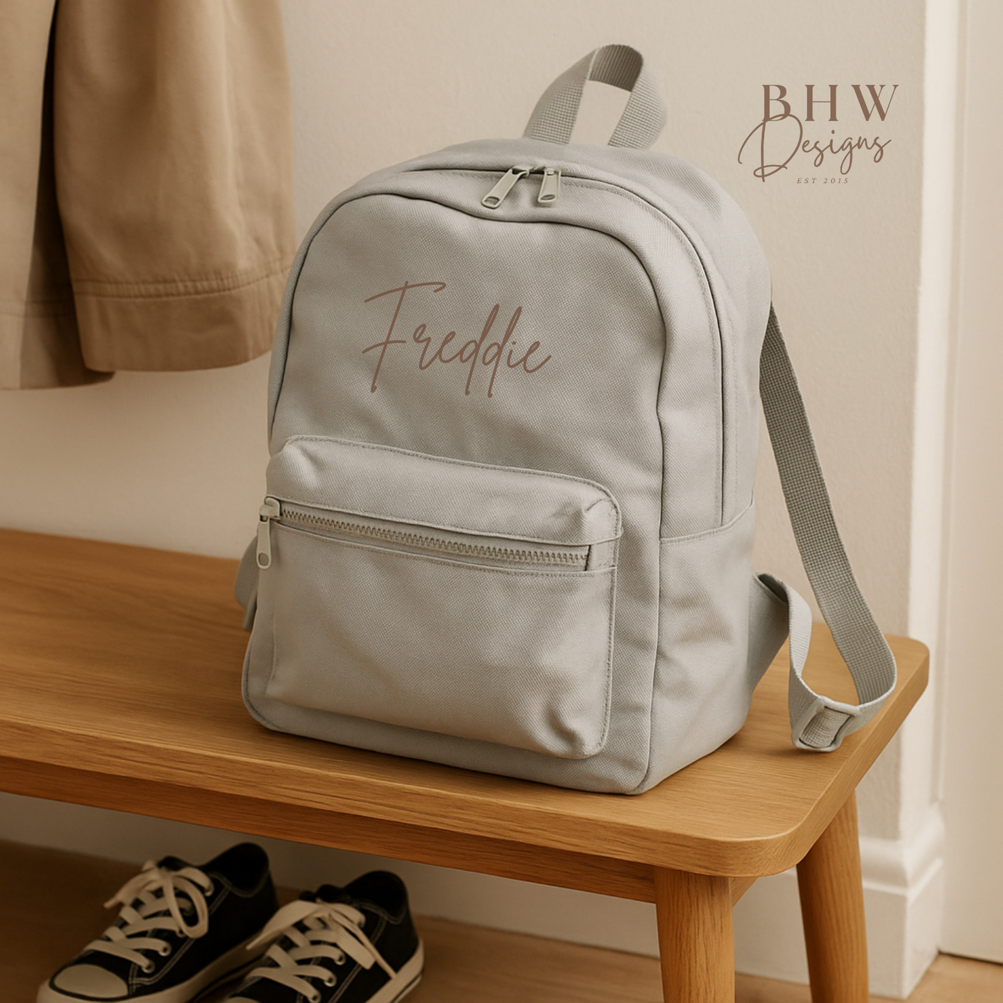 Personalised Kid's Mini Backpack - Light Grey