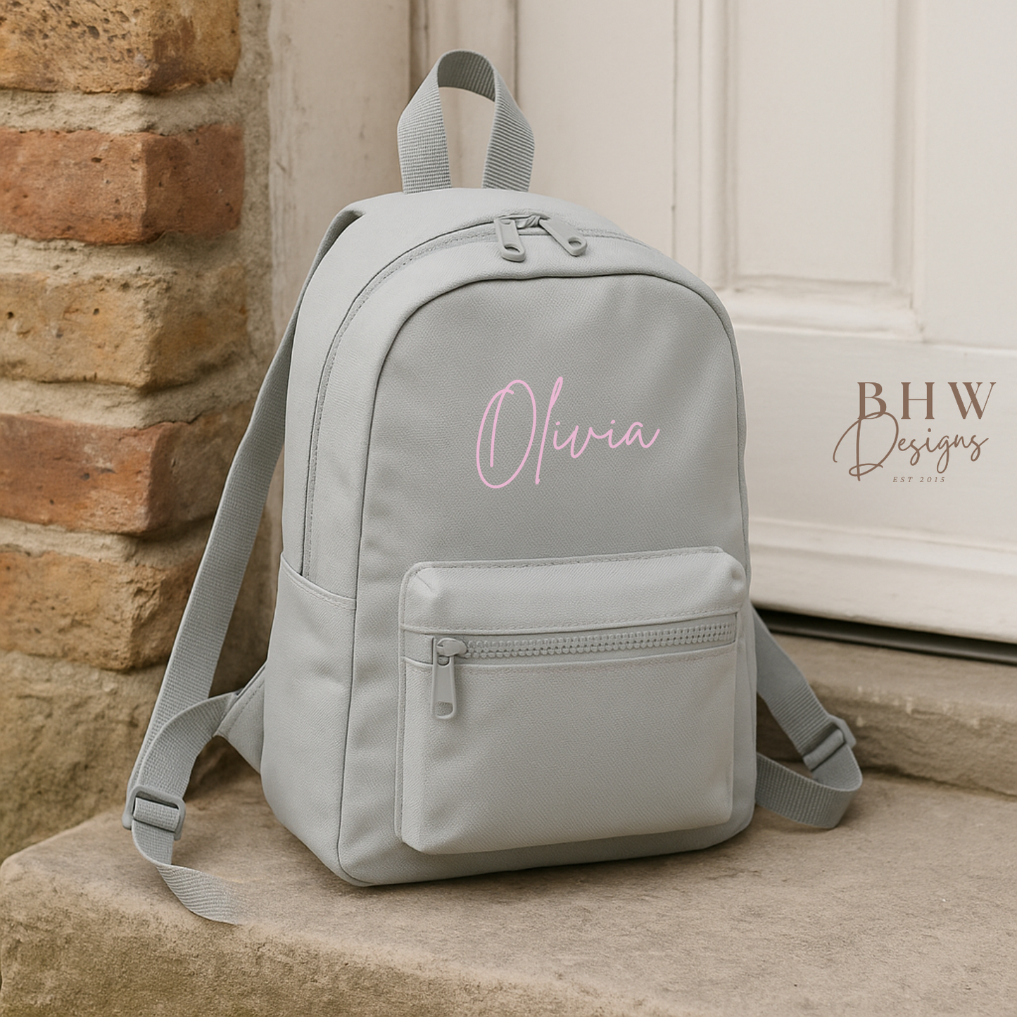 Personalised Kid's Mini Backpack - Light Grey