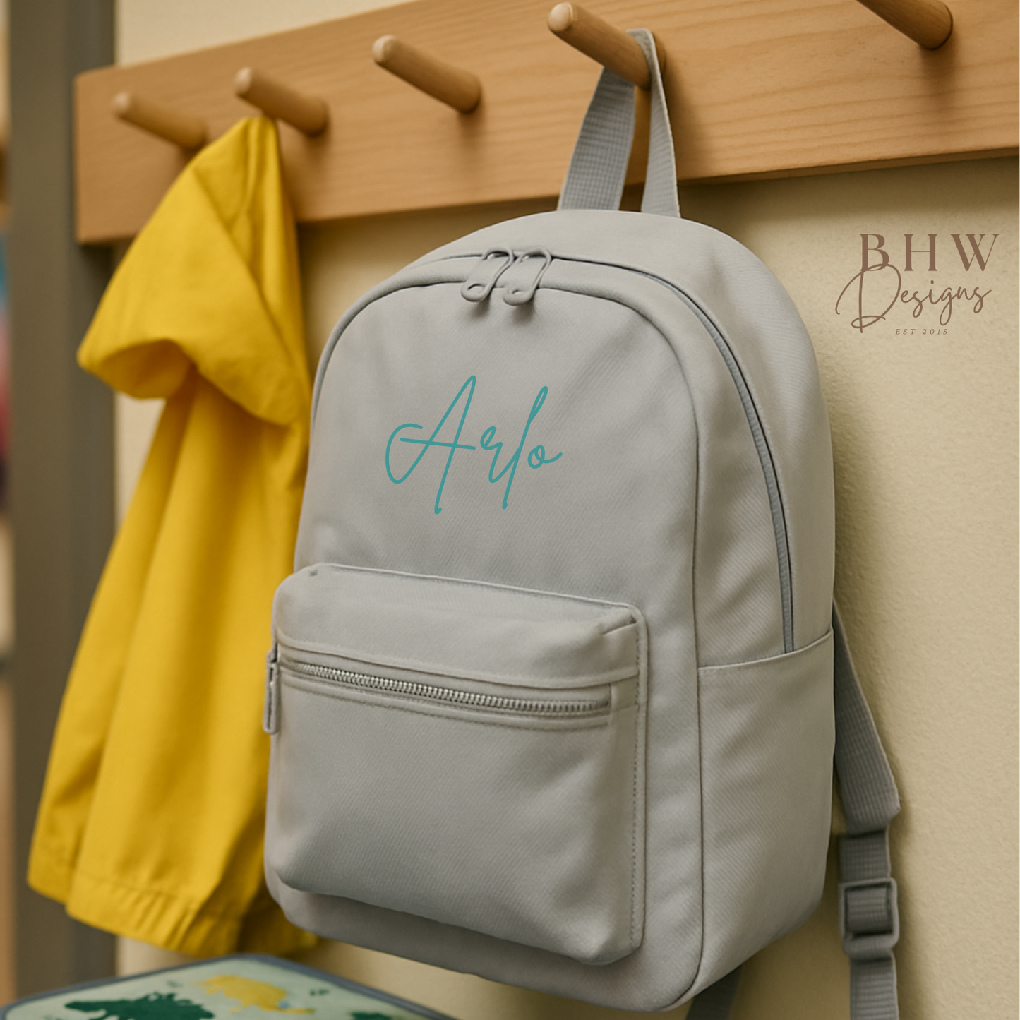 Personalised Kid's Mini Backpack - Light Grey