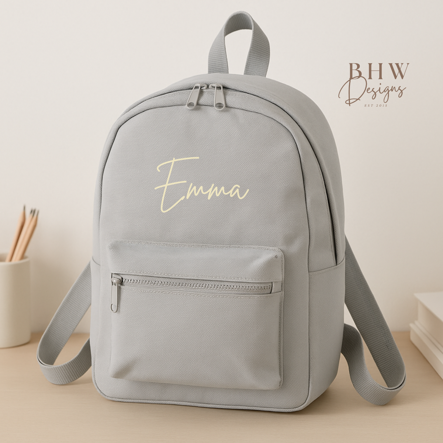 Personalised Kid's Mini Backpack - Light Grey