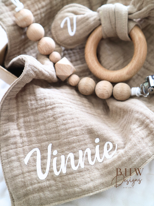 3 Piece Personalised Baby Set - Stone