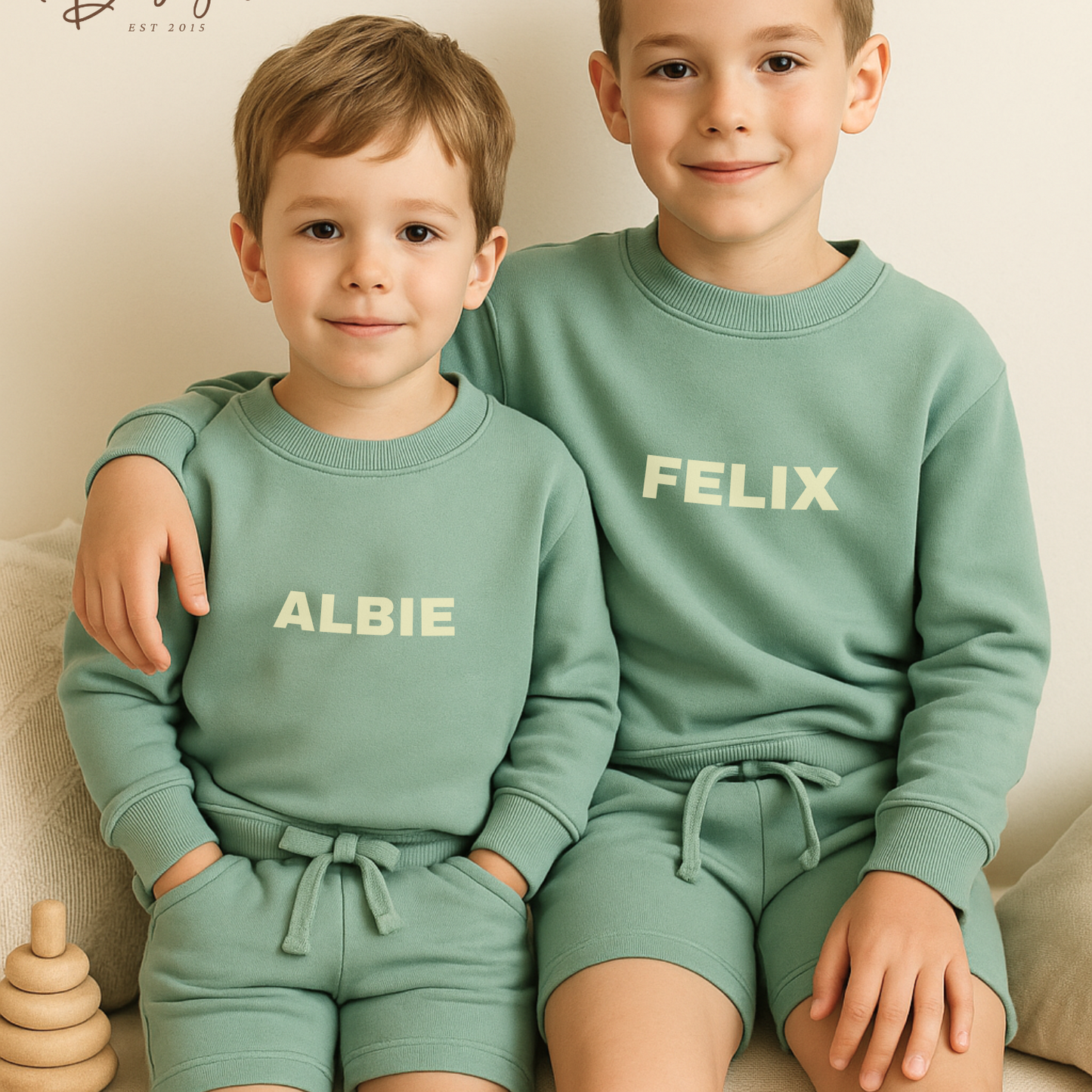 Personalised Sweatshirt and Short Jersey Set - Sage Green