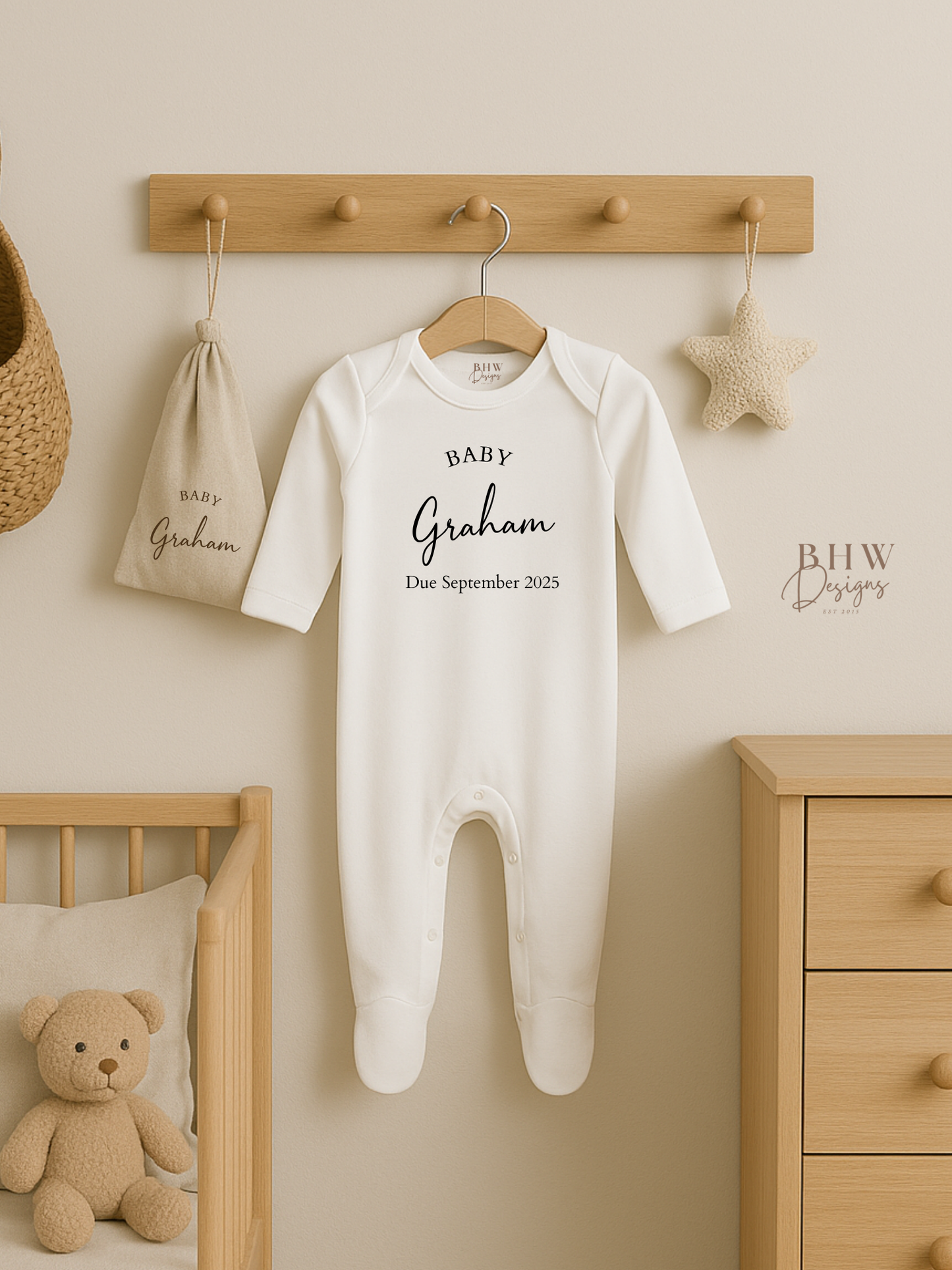 Personalised Baby Due Date Surname Bodysuit