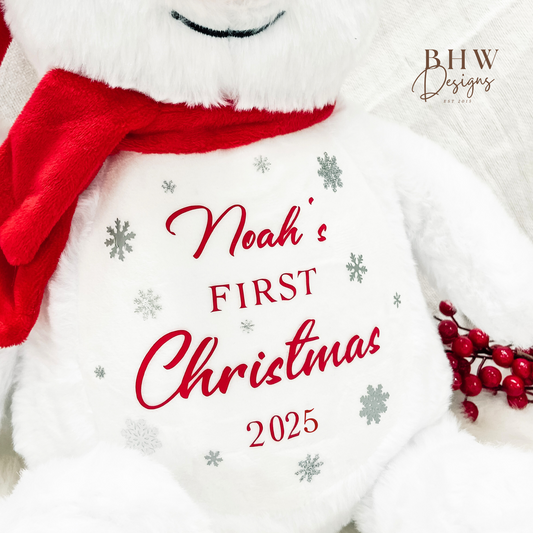 Personalised Snowman First Christmas Soft Toy