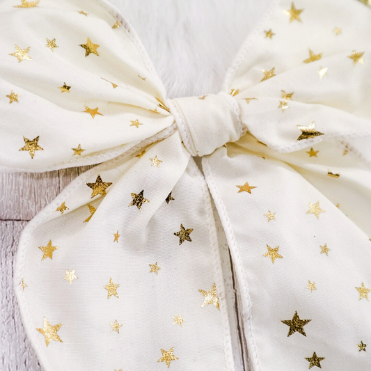 Large Cream Star Hair Bow