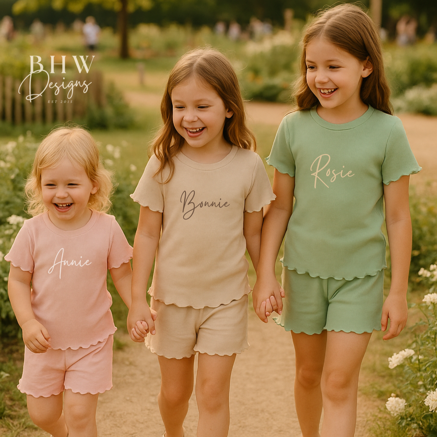 Girl's Ribbed T-shirt and Short Set - Nude
