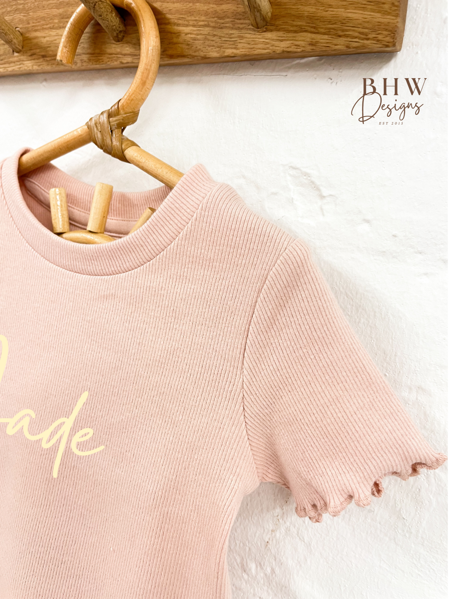 Girl's Ribbed T-shirt and Short Set - Blush Pink