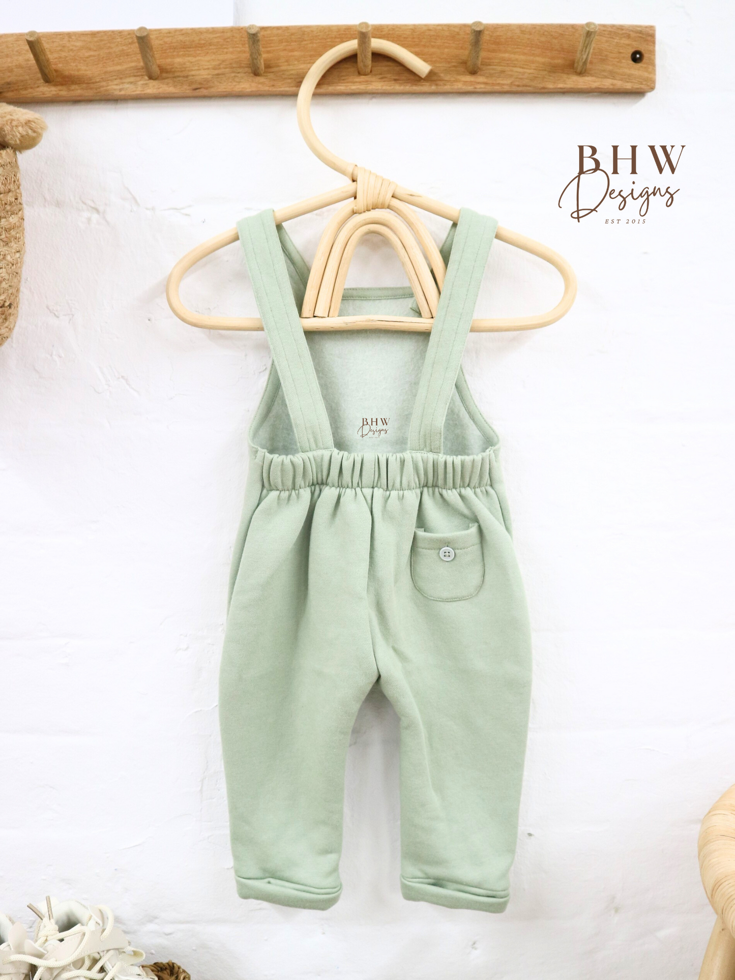 Personalised Dungarees - Sage Green