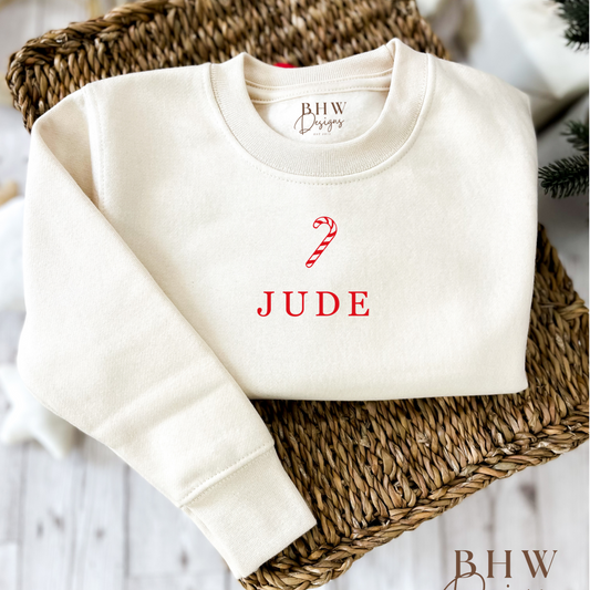 Personalised Candy Cane Oat Sweatshirt