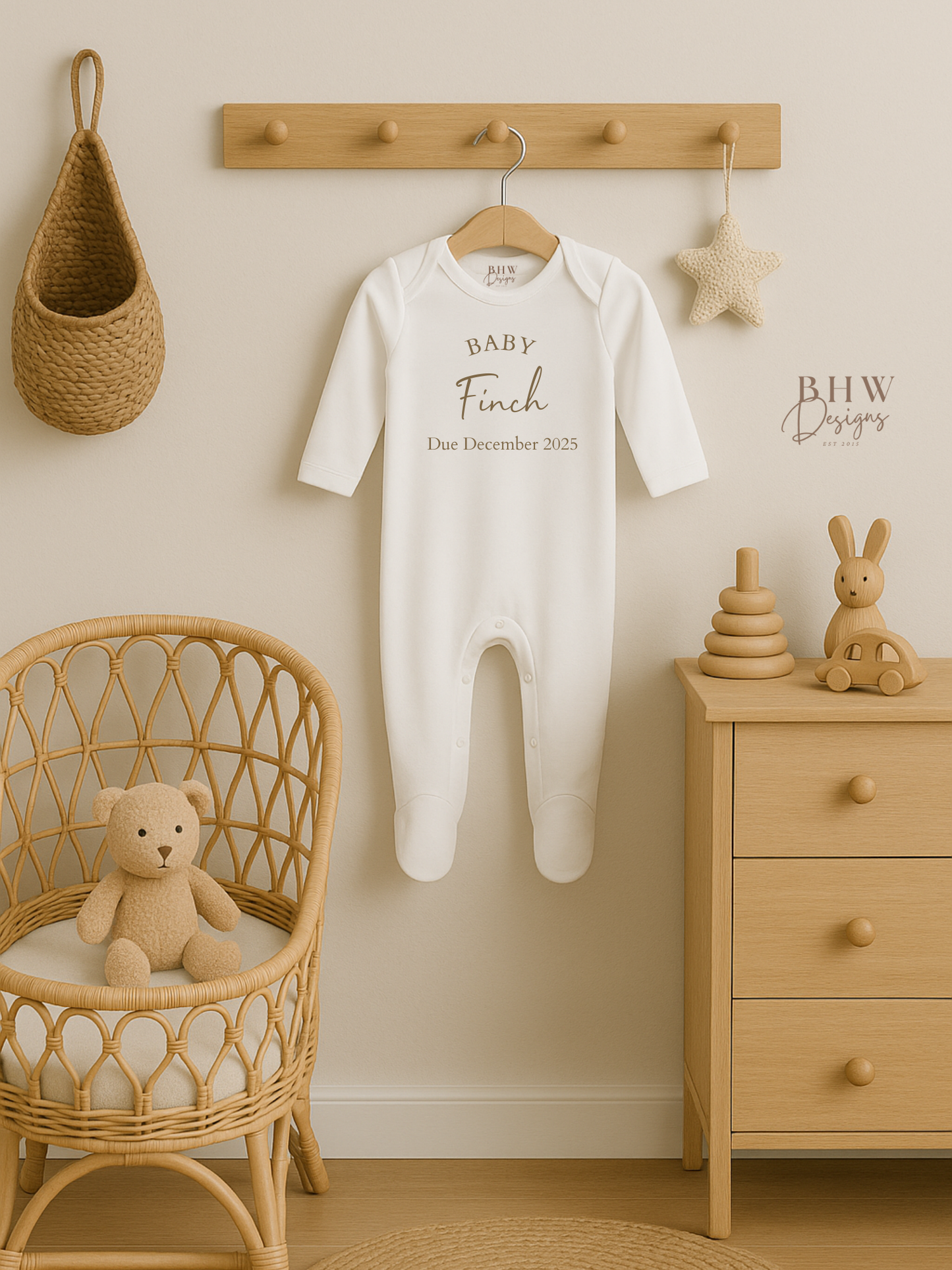 Personalised Baby Due Date Surname Bodysuit