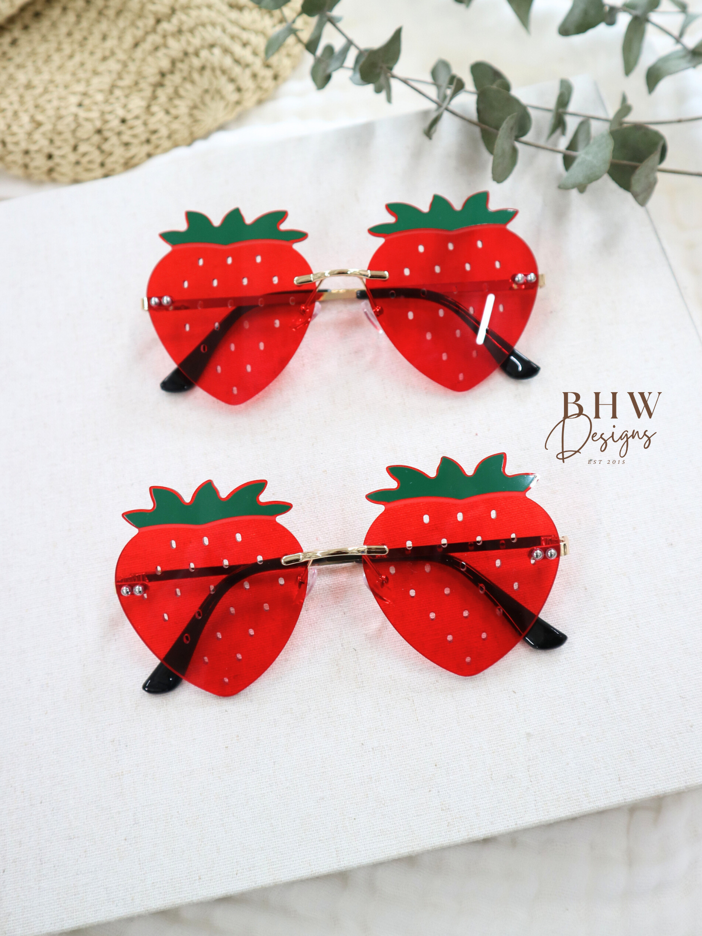 Children's Strawberry Sunglasses - Red or Pink