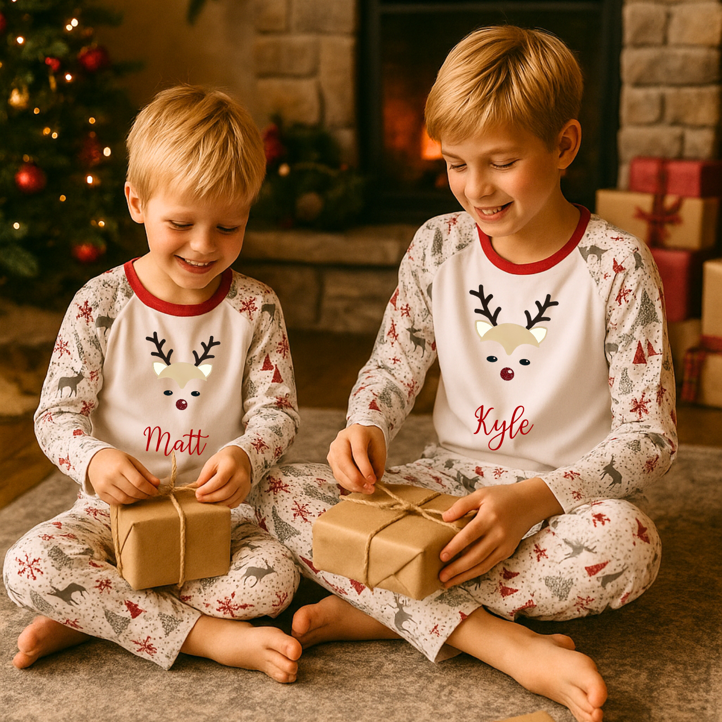 Personalised Boy Reindeer Pyjamas