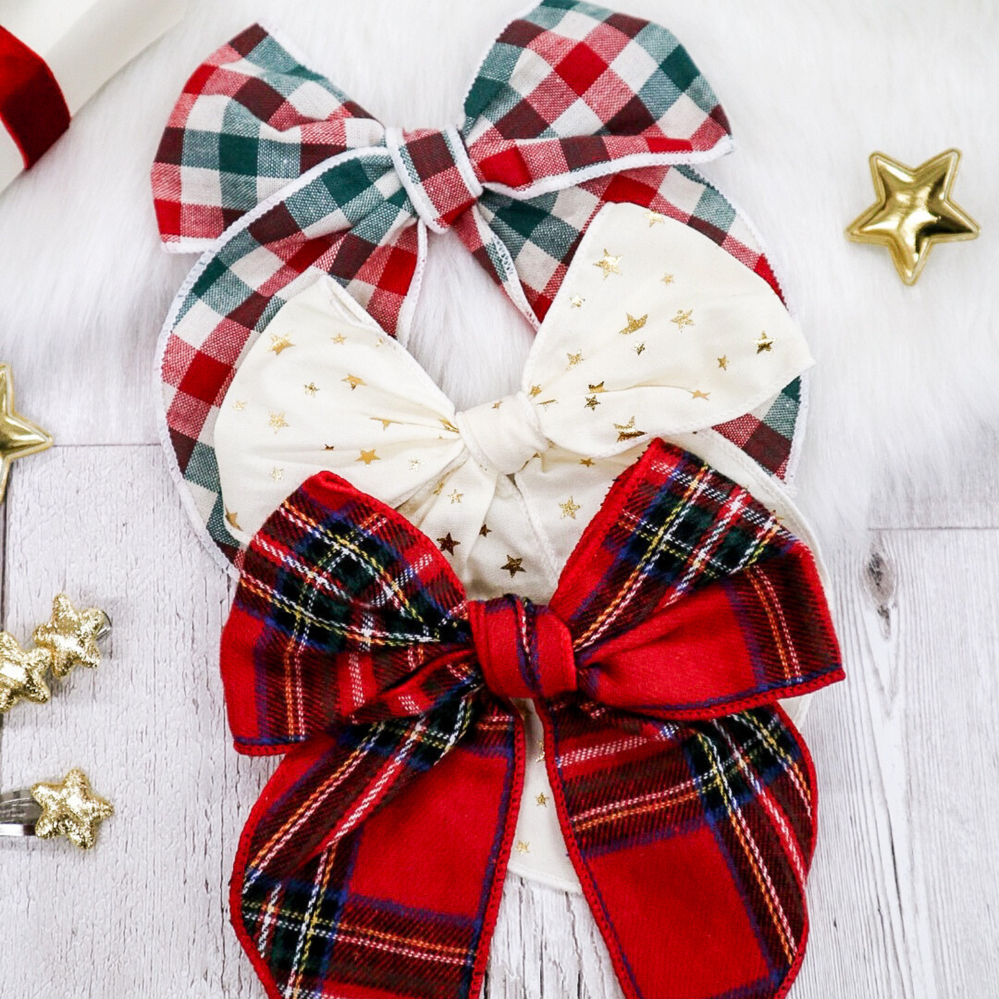 Large Cream Star Hair Bow