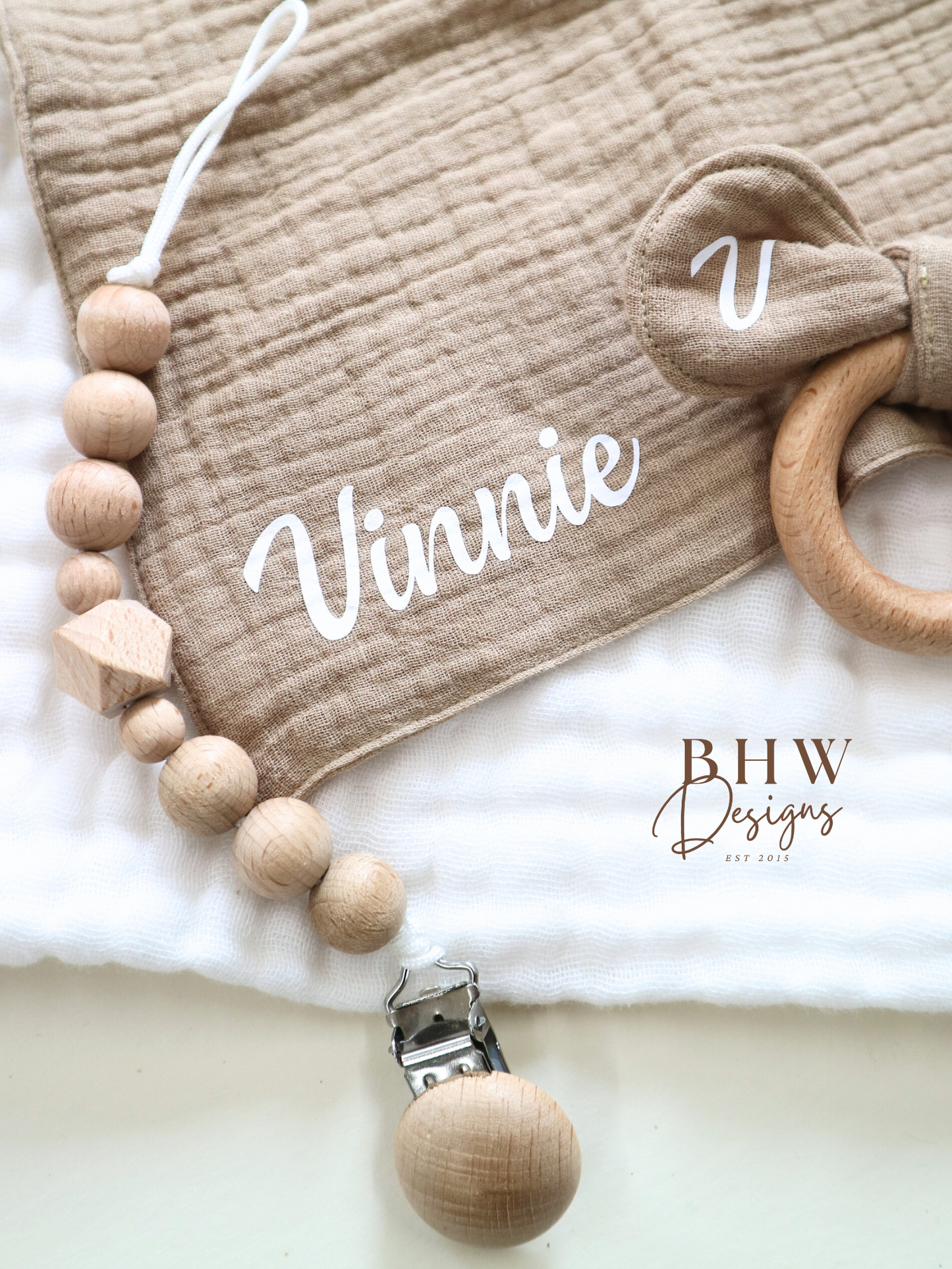 3 Piece Personalised Baby Set - Stone