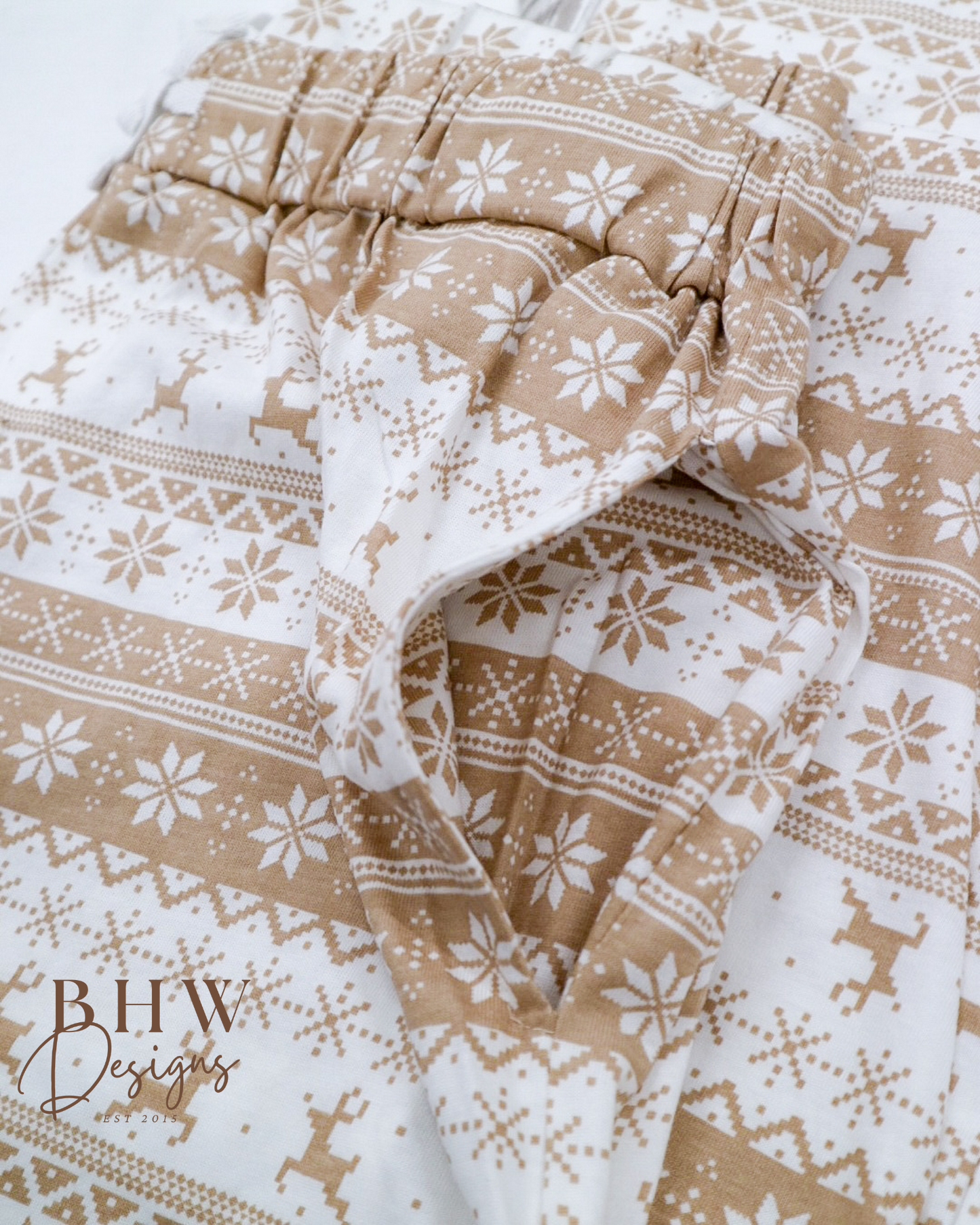 Women's Personalised Beige Fair Isle Pyjamas