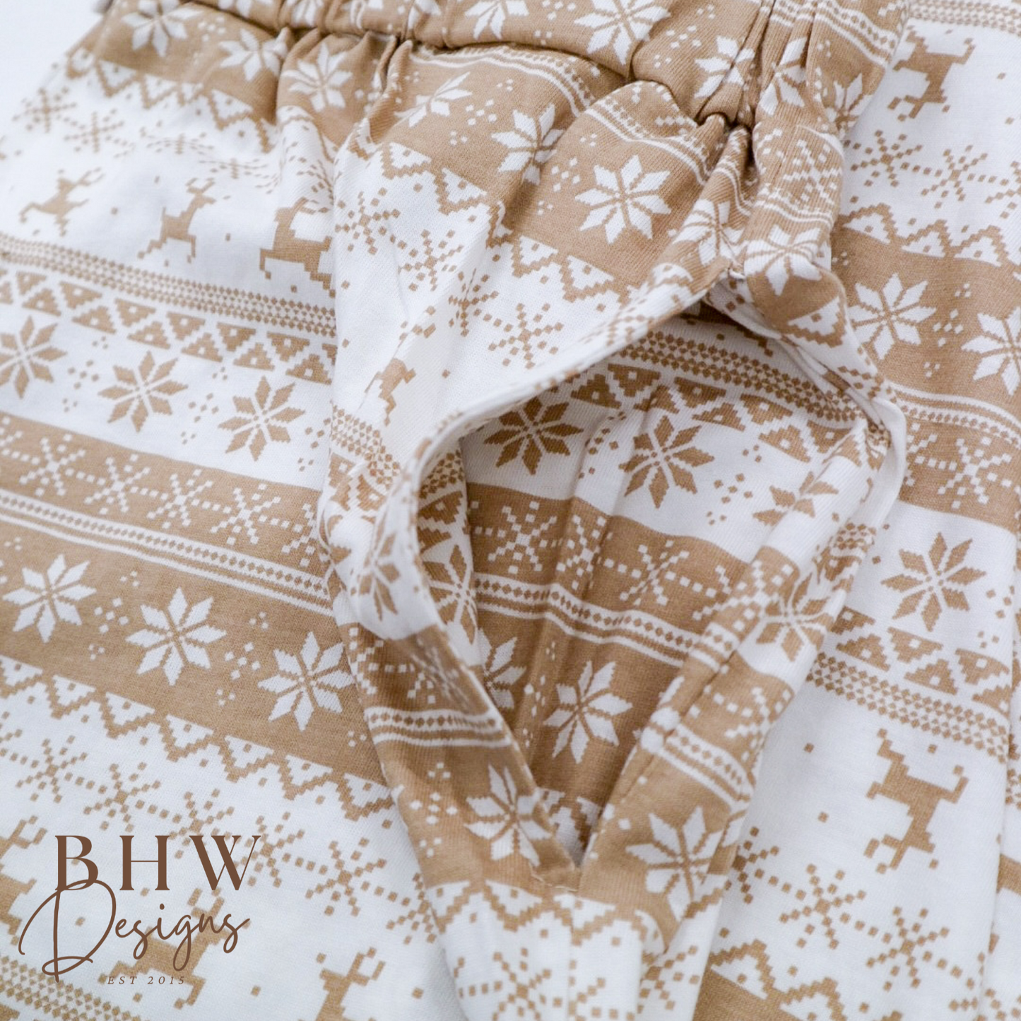 Women's Personalised Beige Fair Isle Pyjamas