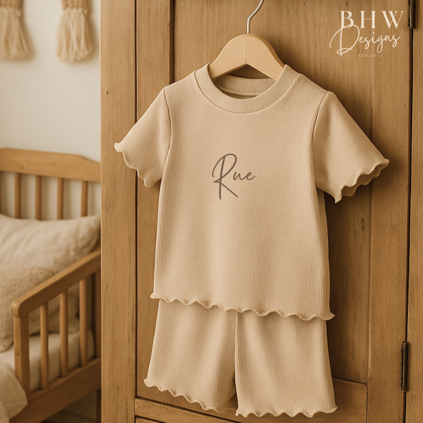 Girl's Ribbed T-shirt and Short Set - Nude