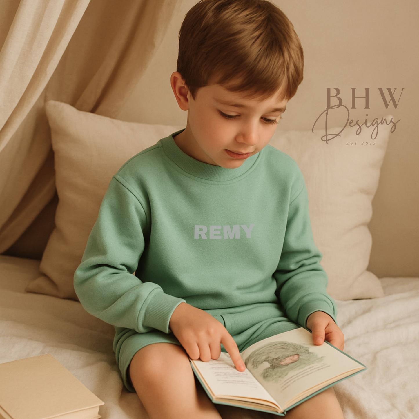 Personalised Sweatshirt and Short Jersey Set - Sage Green