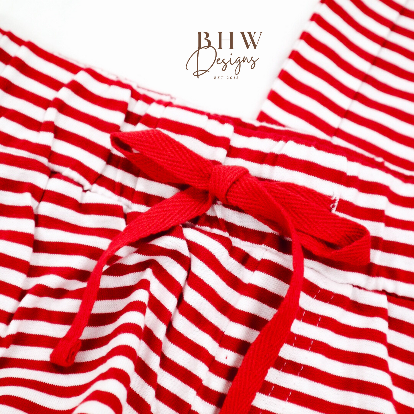 Women's Personalised Red and White Stripe Pyjamas