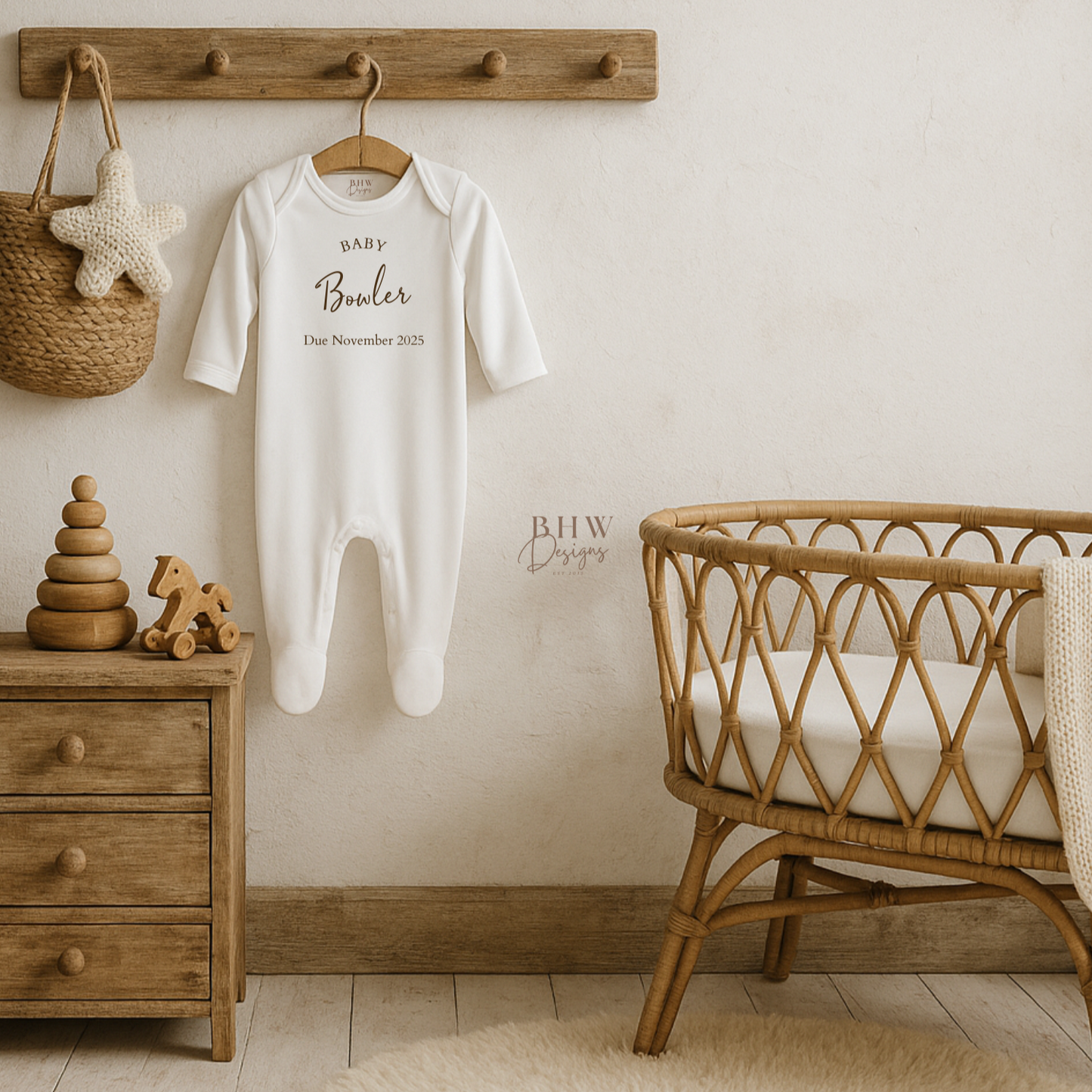 Personalised Baby Due Date Surname Bodysuit
