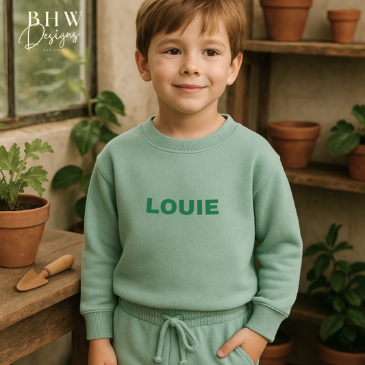 Personalised Sweatshirt and Short Jersey Set - Sage Green