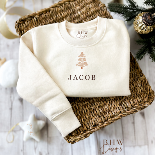 Personalised Christmas Tree Oat Sweatshirt