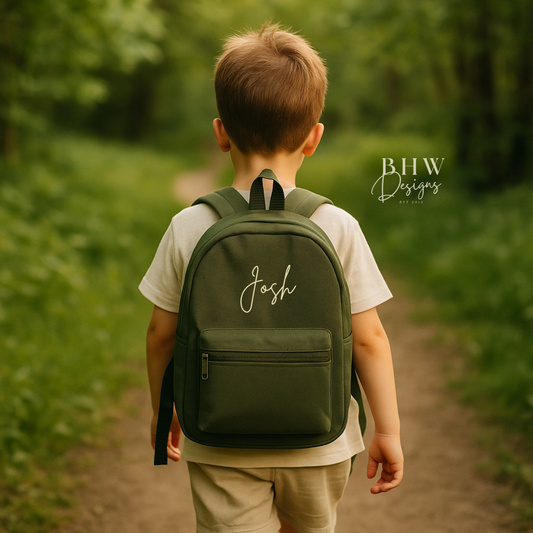 Personalised Kid's Mini Backpack - Olive Green