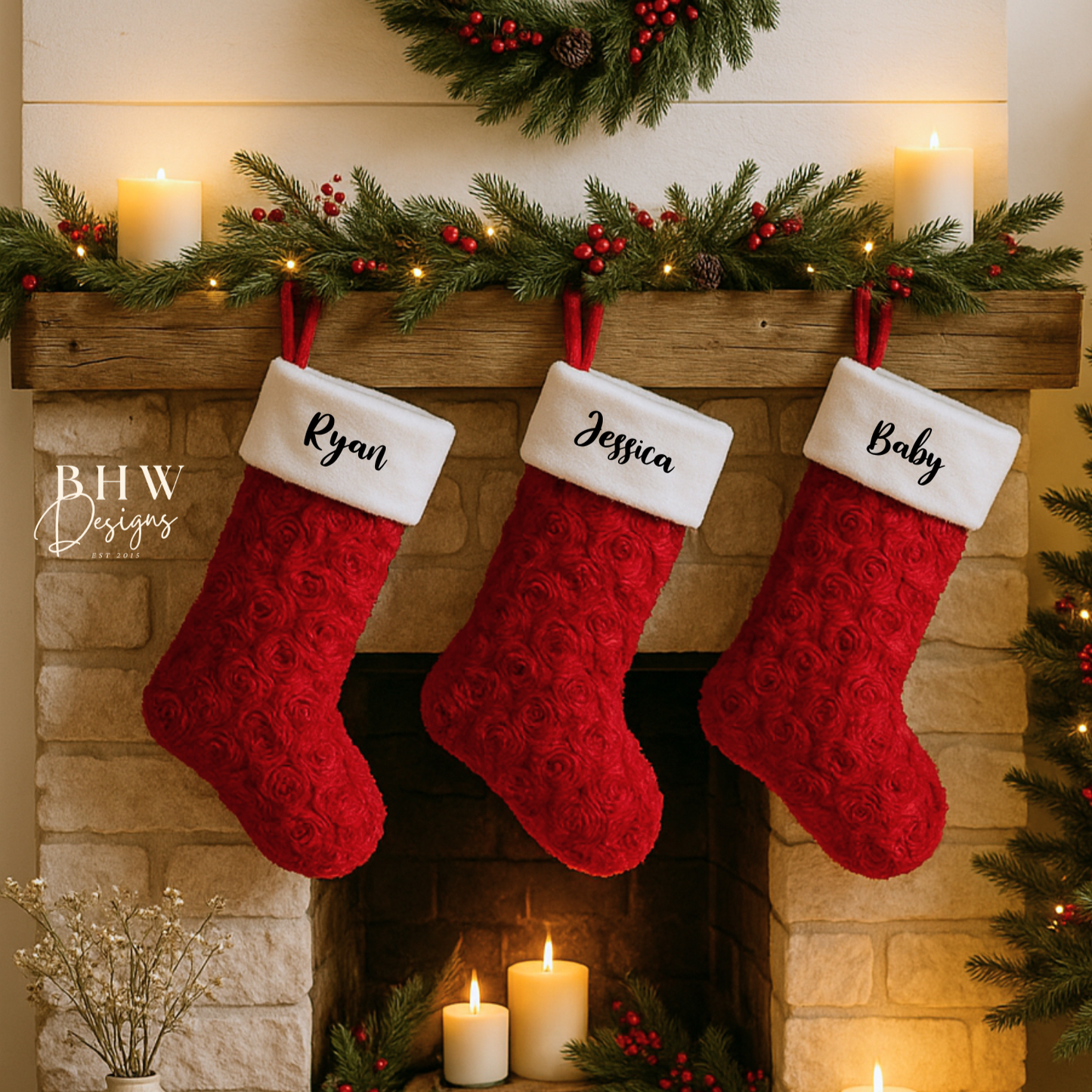 Personalised Red and White Stocking