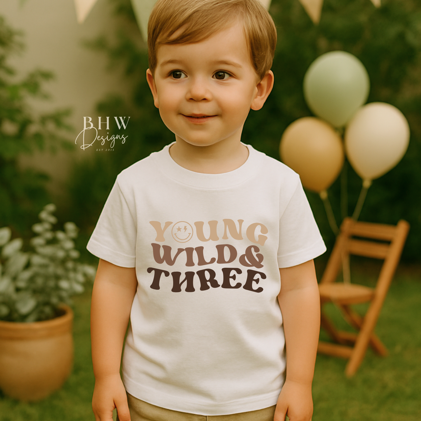 Young, Wild & Three Kid's Birthday T-shirt