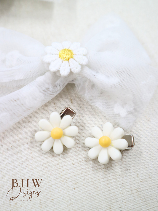 Daisy Hair Bow & Clip Set
