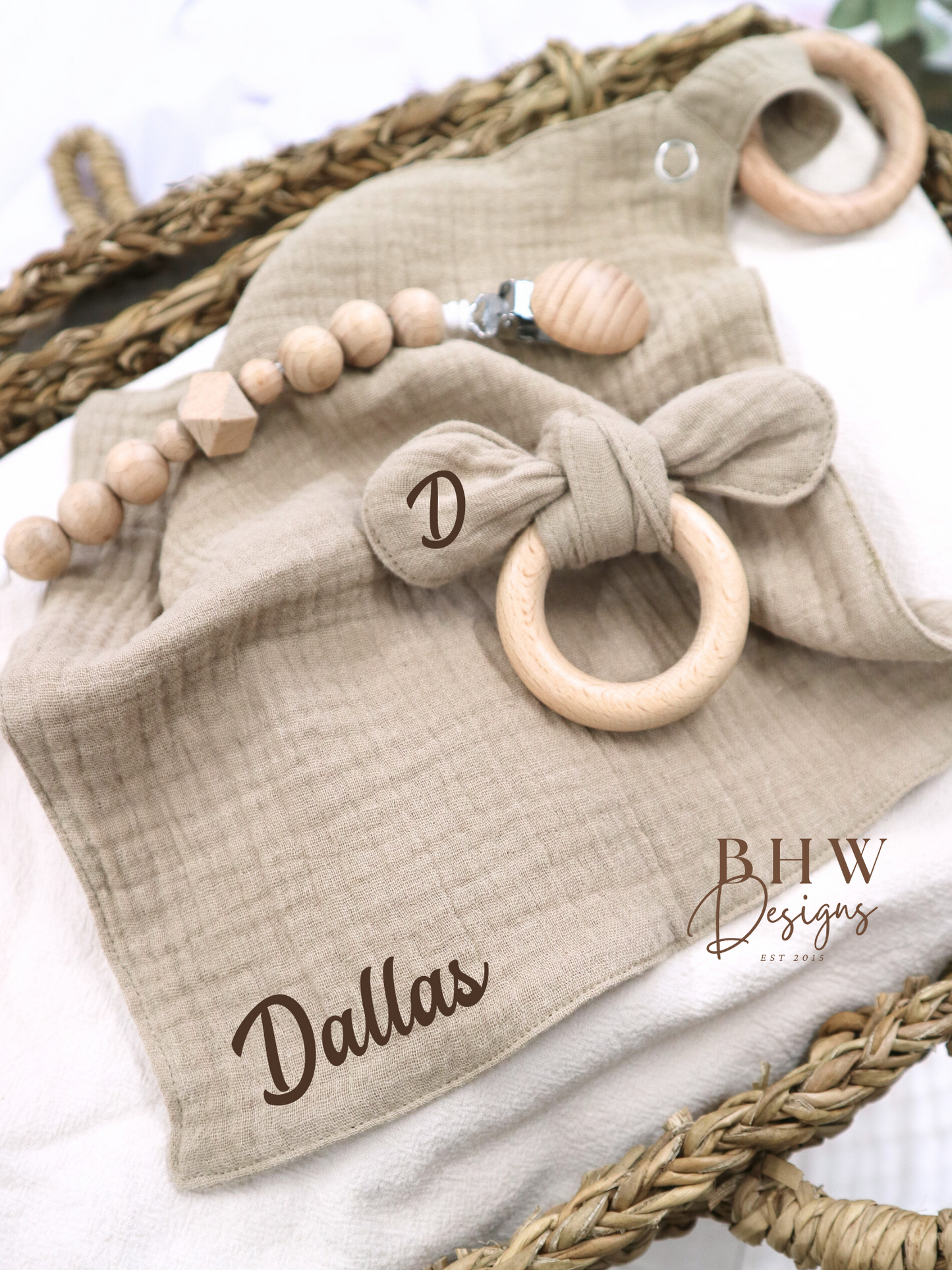 3 Piece Personalised Baby Set - Stone