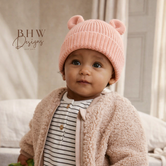 Baby Bear Beanie - Peach