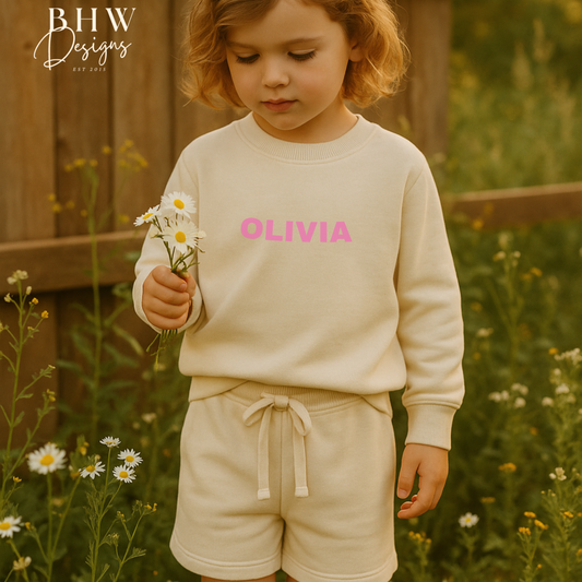 Personalised Sweatshirt and Short Jersey Set - Vanilla