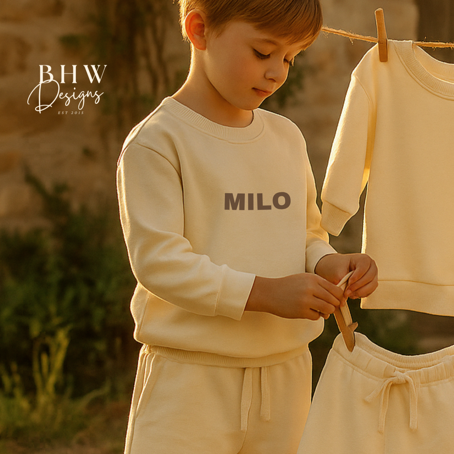 Personalised Sweatshirt and Short Jersey Set - Vanilla