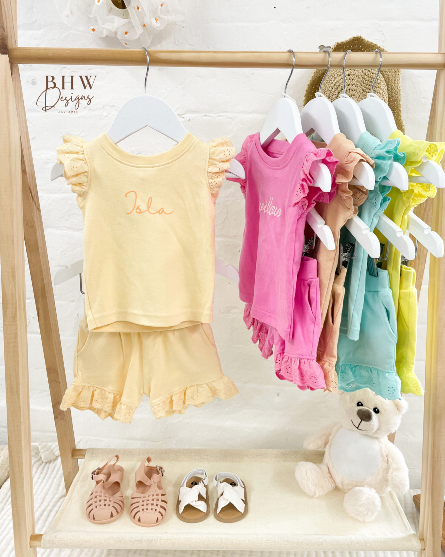 Personalised Frill T-shirt and Short set - Pink