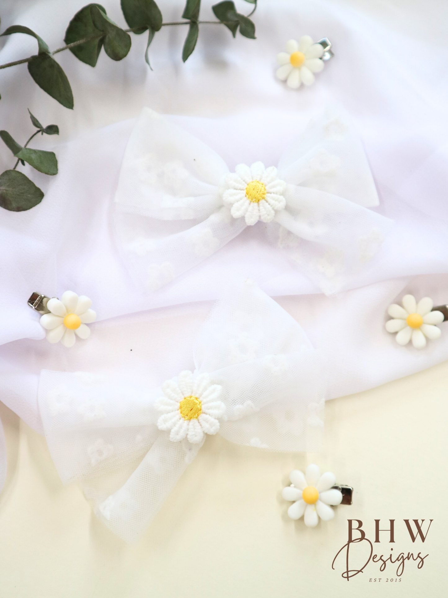 Daisy Hair Bow & Clip Set