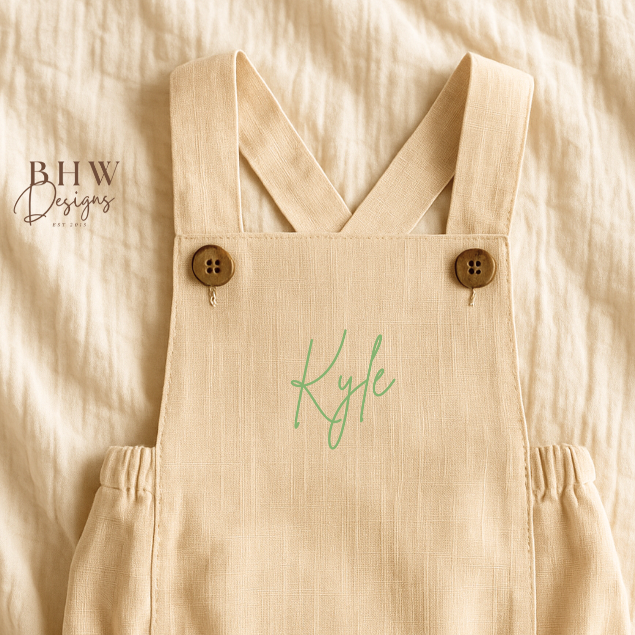 Personalised Dungaree Romper - Oat