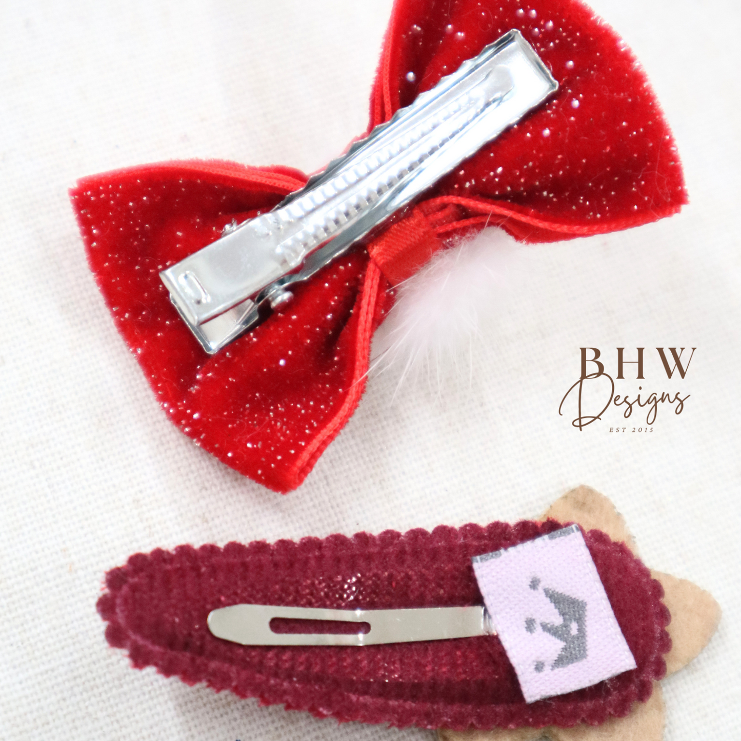Red Bow and Star hair Clip set