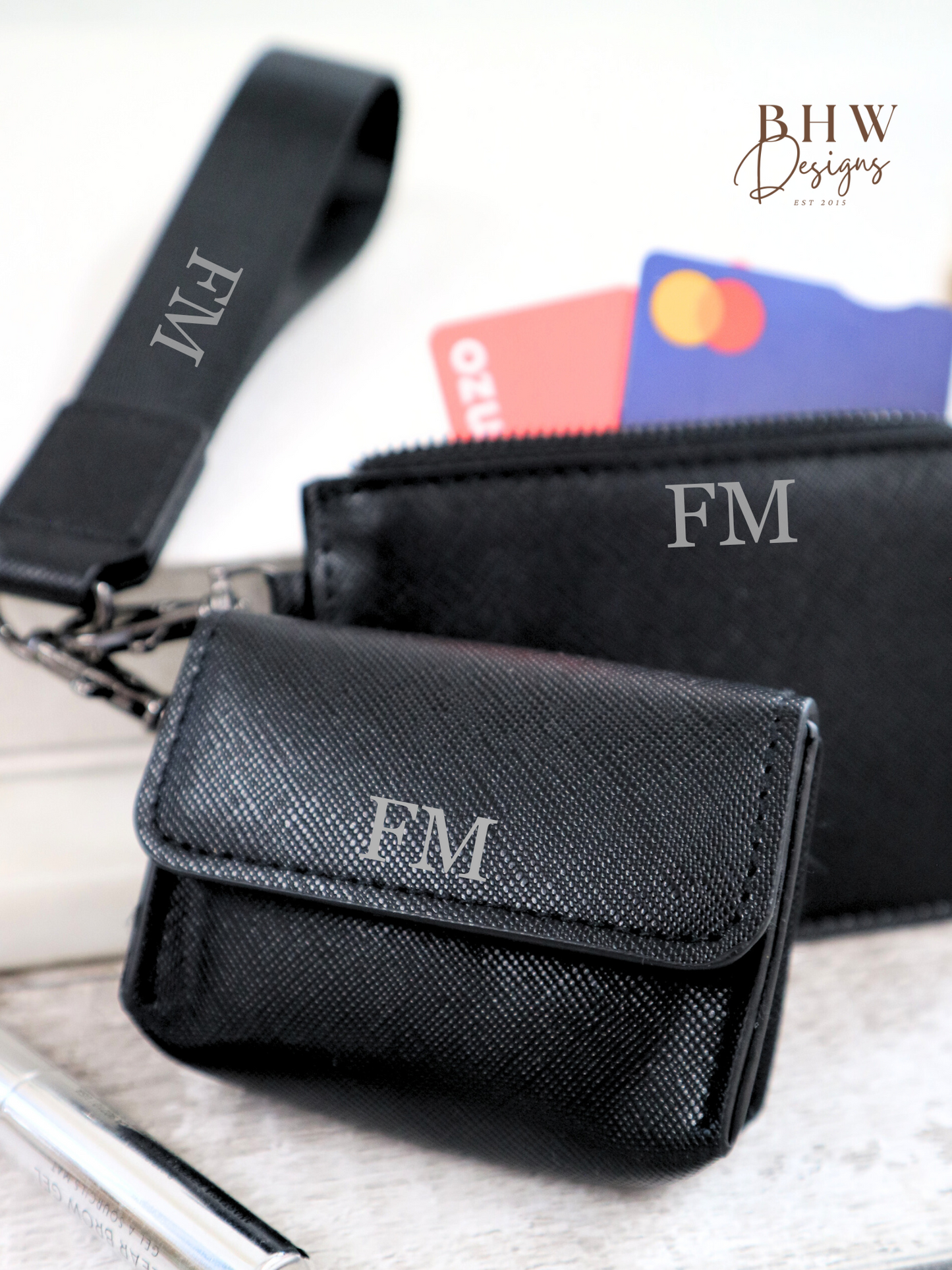 Personalised Key Ring - AirPod case - Wallet - Black