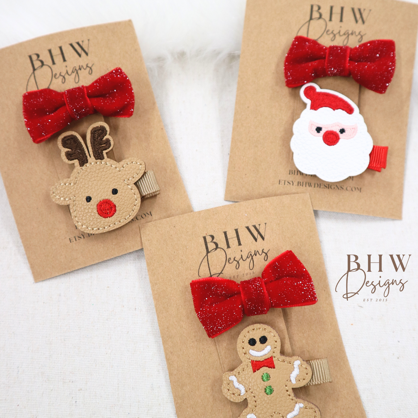 Santa Clip & Red Bow Set