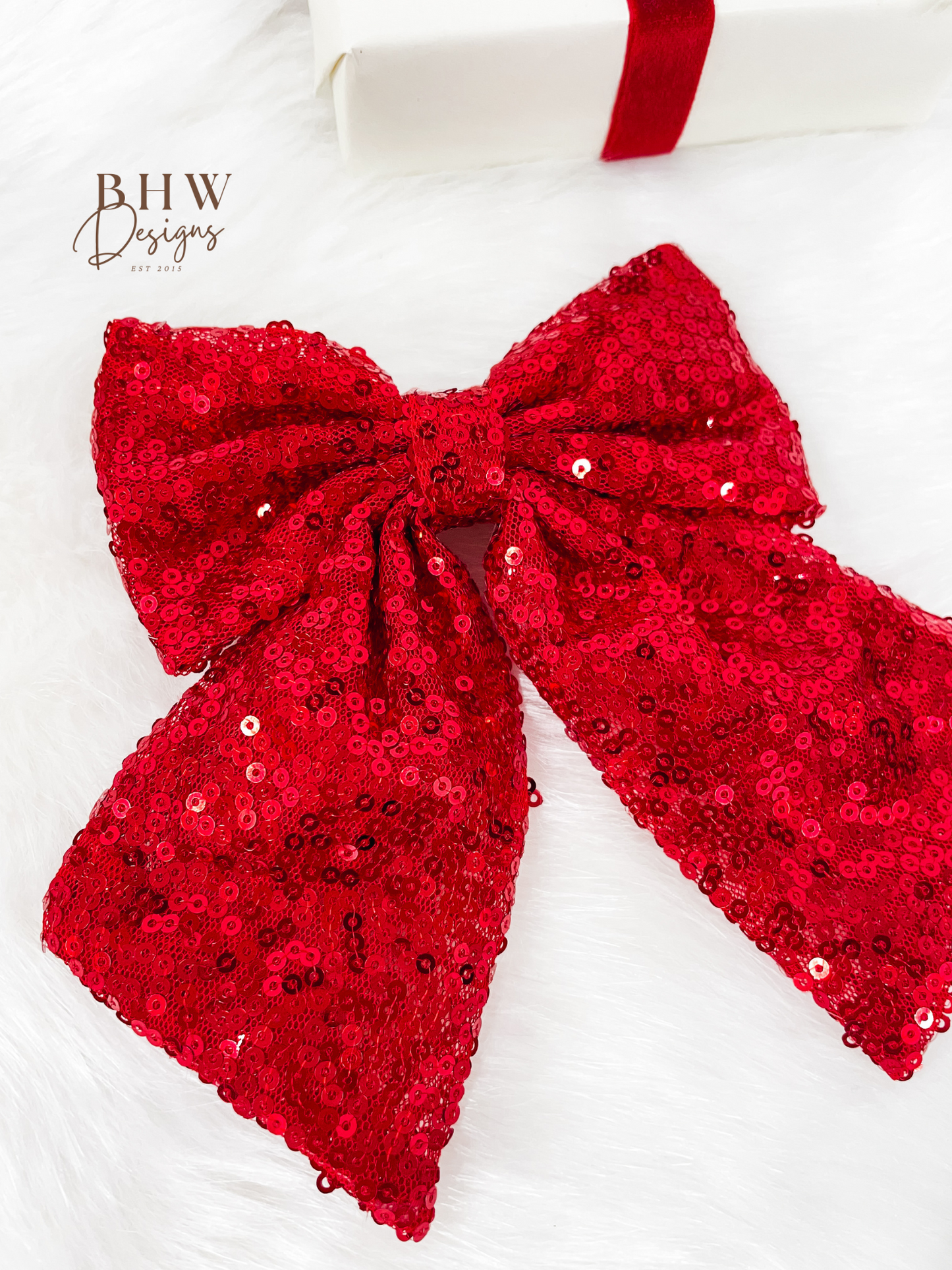 Large Red Sequin Hair Bow