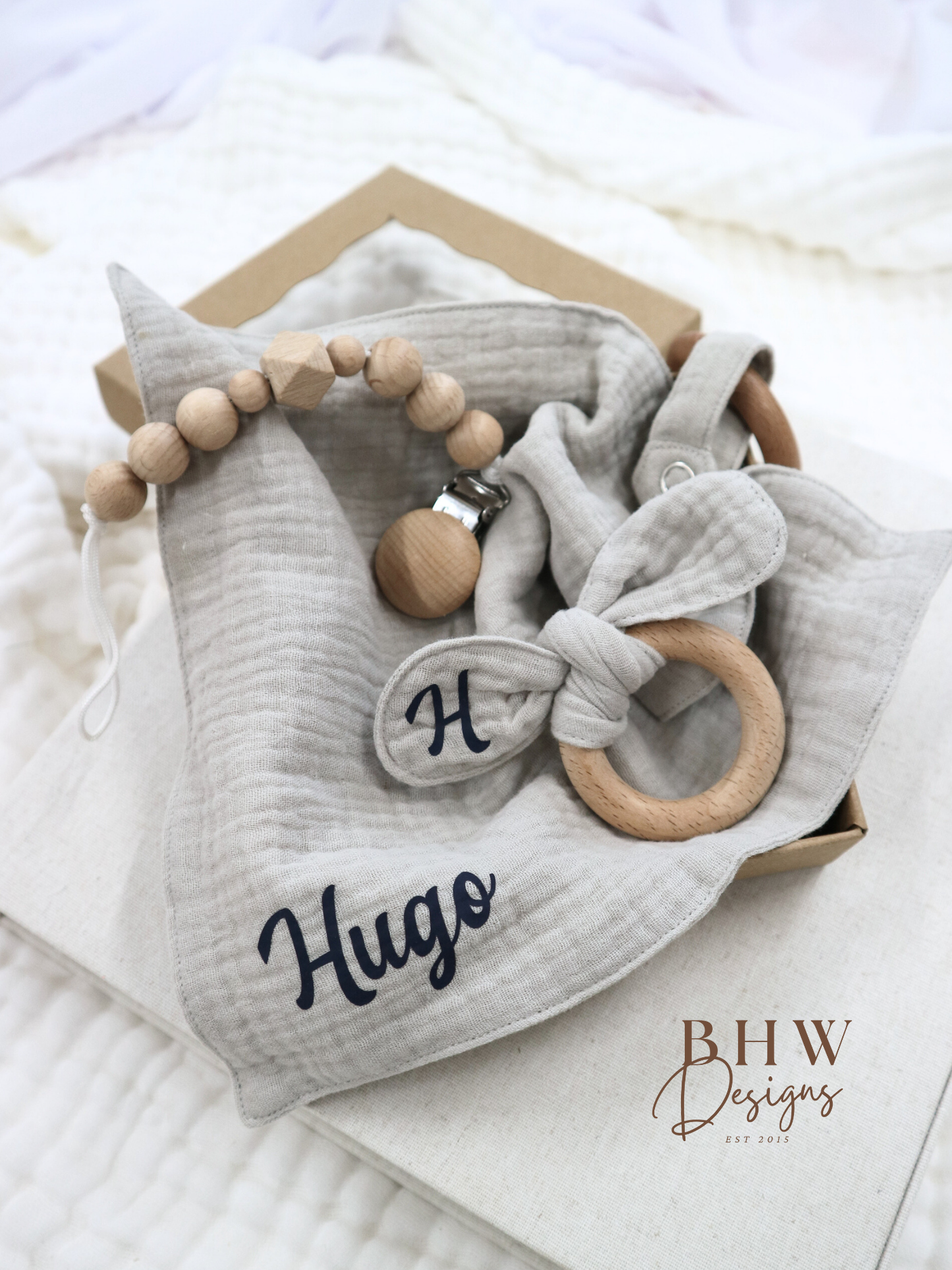 3 Piece Personalised Baby Set - Grey