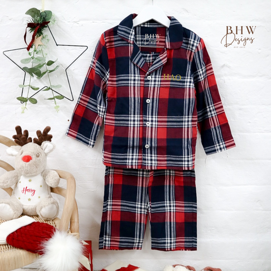 Personalised Initial Children's Tartan Pyjamas