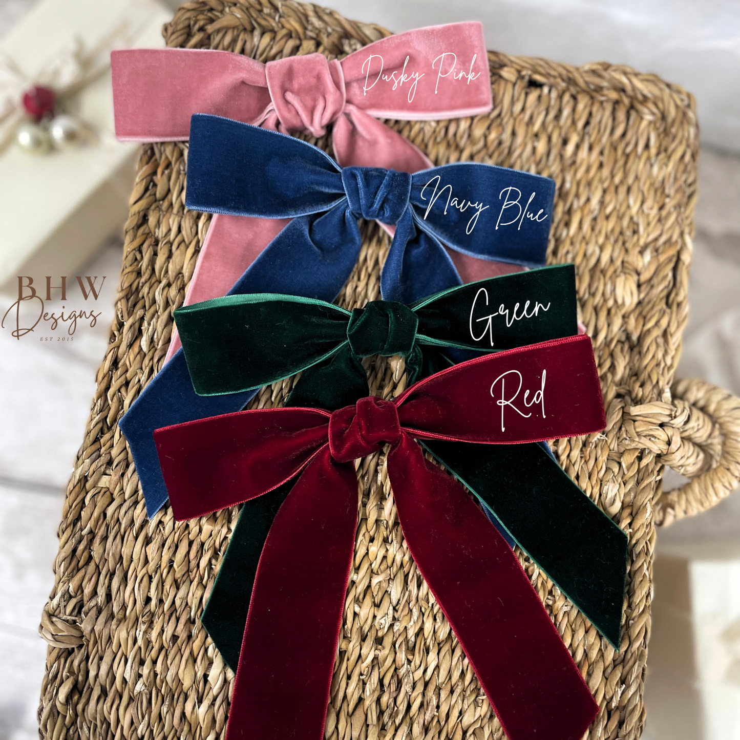 Velvet First Christmas Bow - Green
